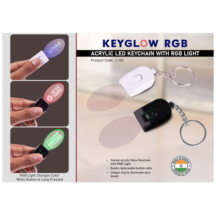 Power Plus - Key Glow RGB: Acrylic LED Keychain With RGB Light - Oval Shape J 145