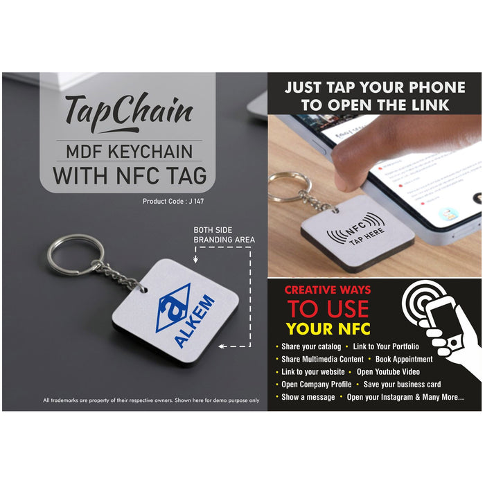 Power Plus - Tap Chain Square: Customized MDF Keychain With NFC Tag J 147
