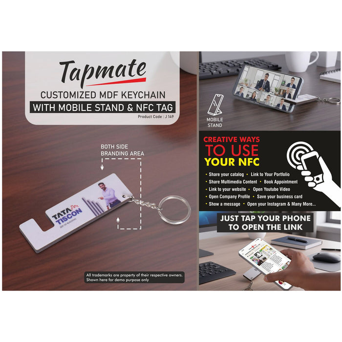 Power Plus - Tapmate: Customized MDF Keychain With Mobile Stand And NFC Tag J 149