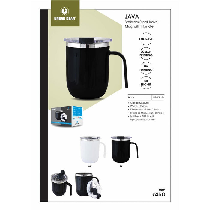 URBAN GEAR - JAVA - Stainless Steel Mug with Handle (450ml) - UG-DB114