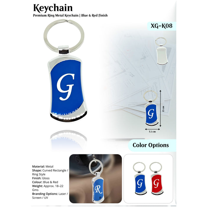 Premium Ring Metal Keychain Blue & Red Finish XG-K08