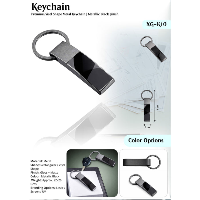 Premium Visel Shape Metal  Keychain Black finish  XG-K10