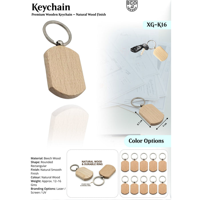 Premium Wooden  Keychain- Natural  Wood  Finish XG-K16