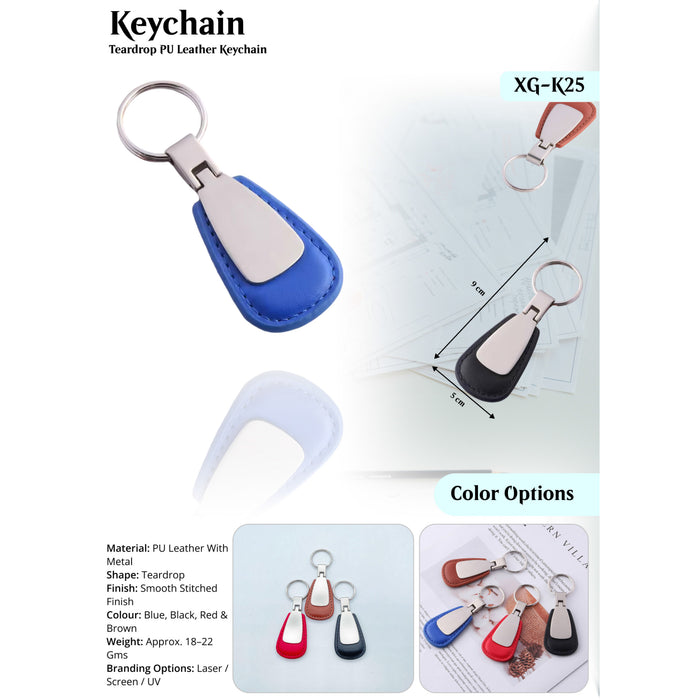 Teardrop PU Leather  Keychain XG -K25