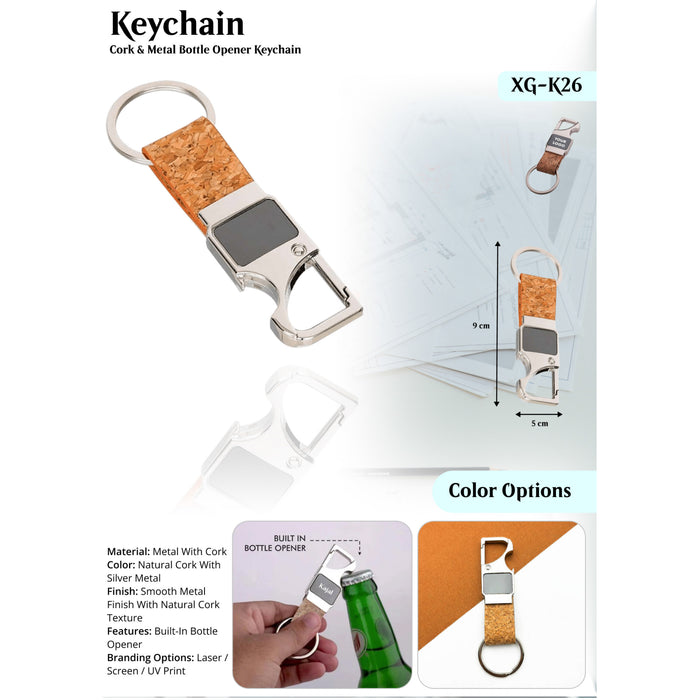 Cork & Metal Bottle Opener  Keychain XG -K26