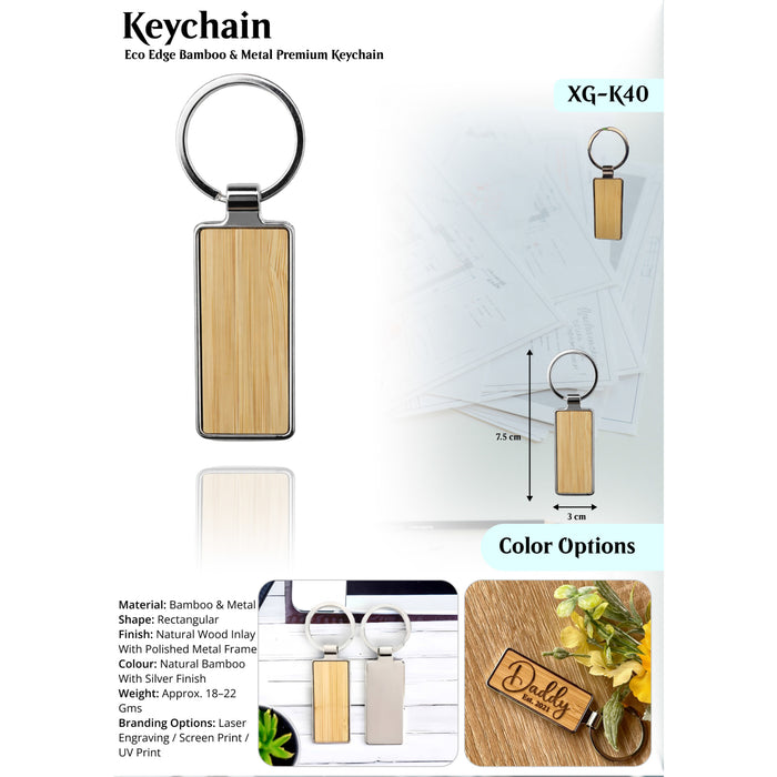 Eco Edge Bamboo & Metal Premium Keychain  XG -K40