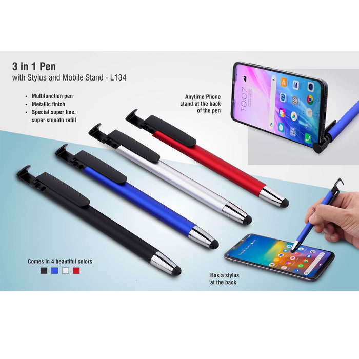 3 in 1 Pen with stylus and mobile stand - L 134