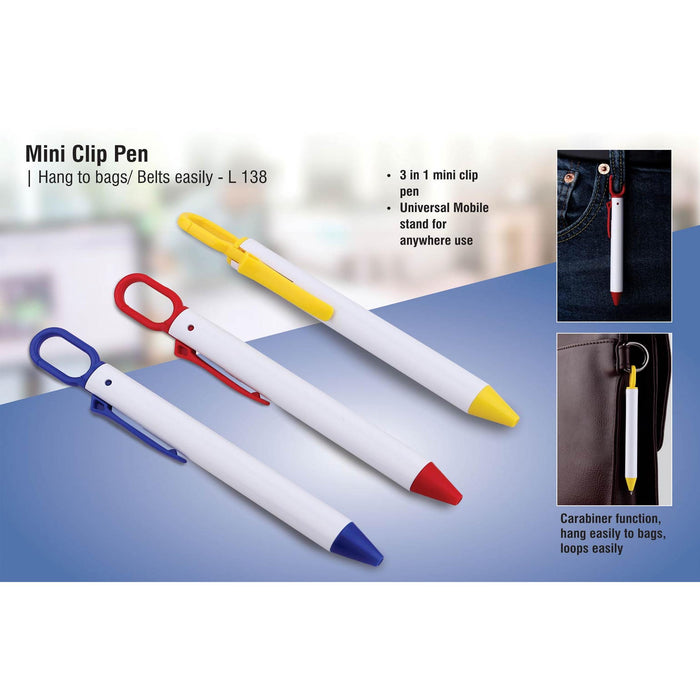 Mini clip pen | Hang to bags/ belts easily  - L 138