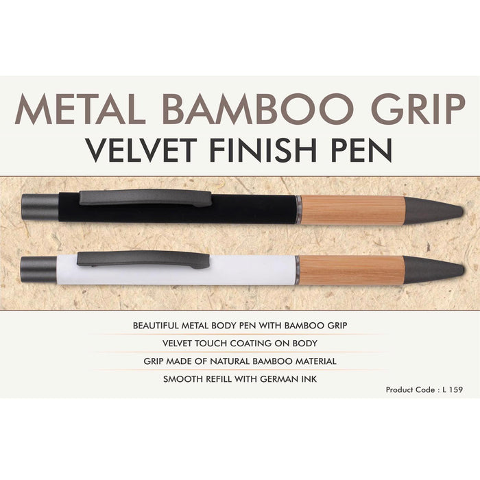 Metal Bamboo Grip Velvet finish pen  - L 159