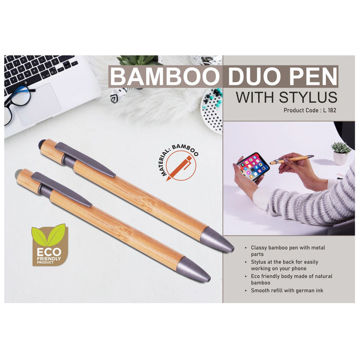 Power Plus - Bamboo Duo Pen With Stylus L 182