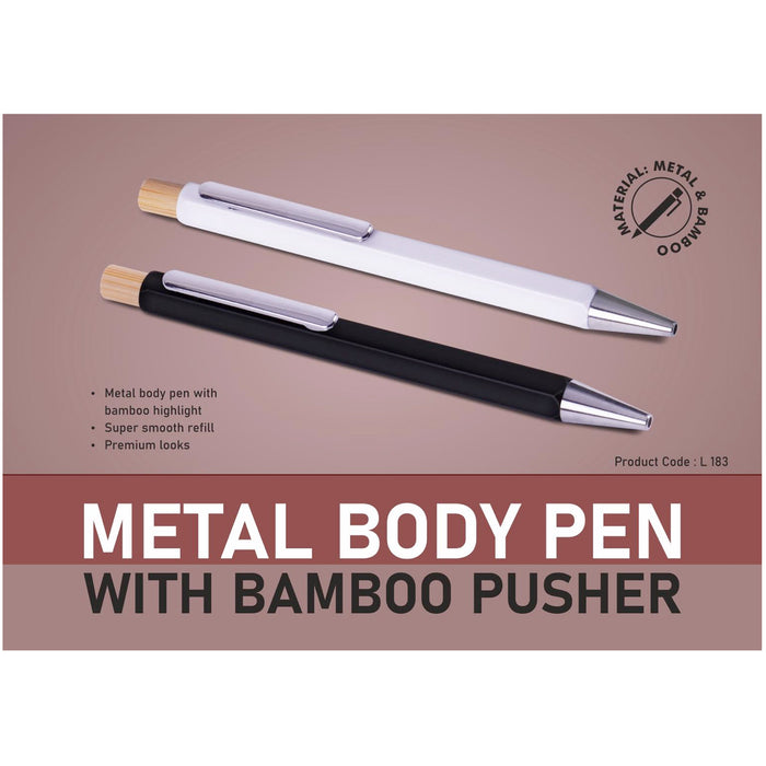 Power Plus - Metal Body Pen With Bamboo Pusher L 183