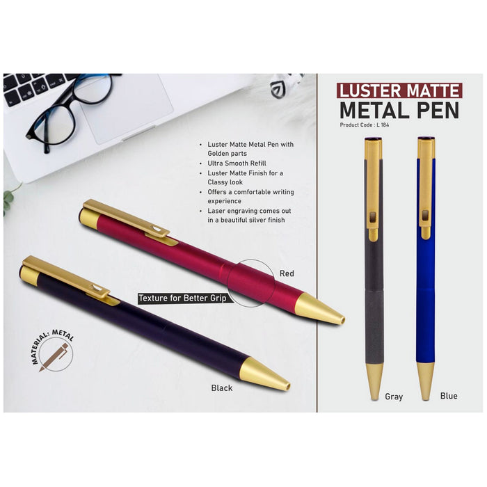 Power Plus - Luster Matte Metal Pen with Golden Parts L 184