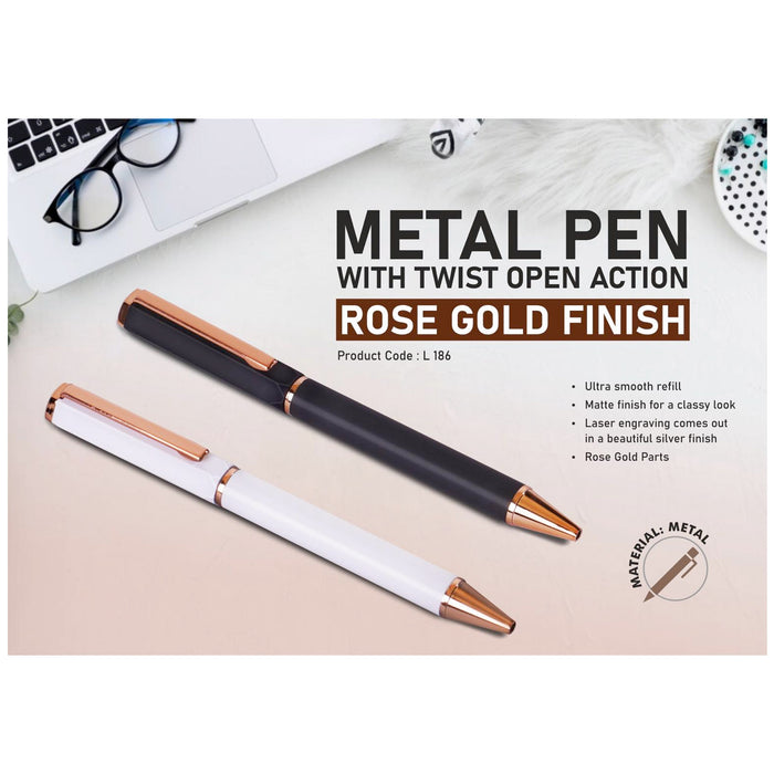 Power Plus - Metal Pen with Twist Open Action Rose Gold finish L 186