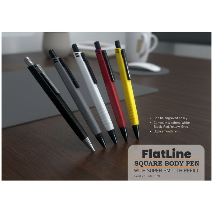 Power Plus - Flat Line : Square body pen with super smooth refill L 191