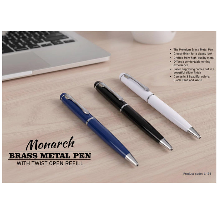 Power Plus - Monarch: Brass metal Pen with twist open refill L 193