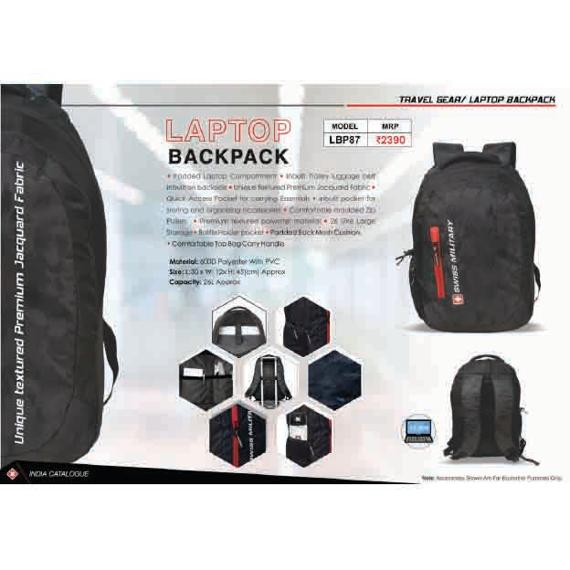 SWISS MILITARY - LAPTOP BACKPACK BAG - LBP87