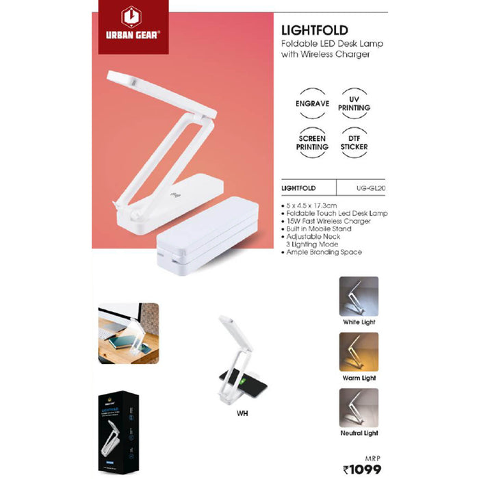 URBAN GEAR - Lightfold - 3-in1 Led Lamp + Mobile Holder + 15W Charger - UG-GL20