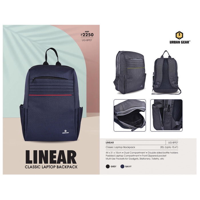 URBAN GEAR -  LINEAR - Classic Backpack -  UG-BP07