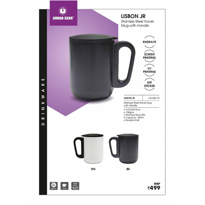 URBAN GEAR - Lisbon Jr. - Stainless Steel Mug with Handle (180ml) - UG-DB110