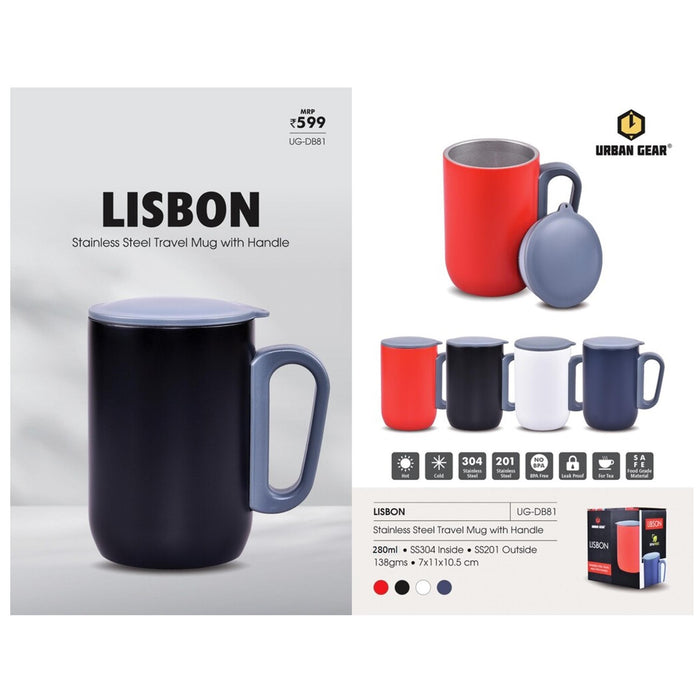URBAN GEAR - Lisbon - Stainless Steel Mug with Handle (280ml) - UG-DB81