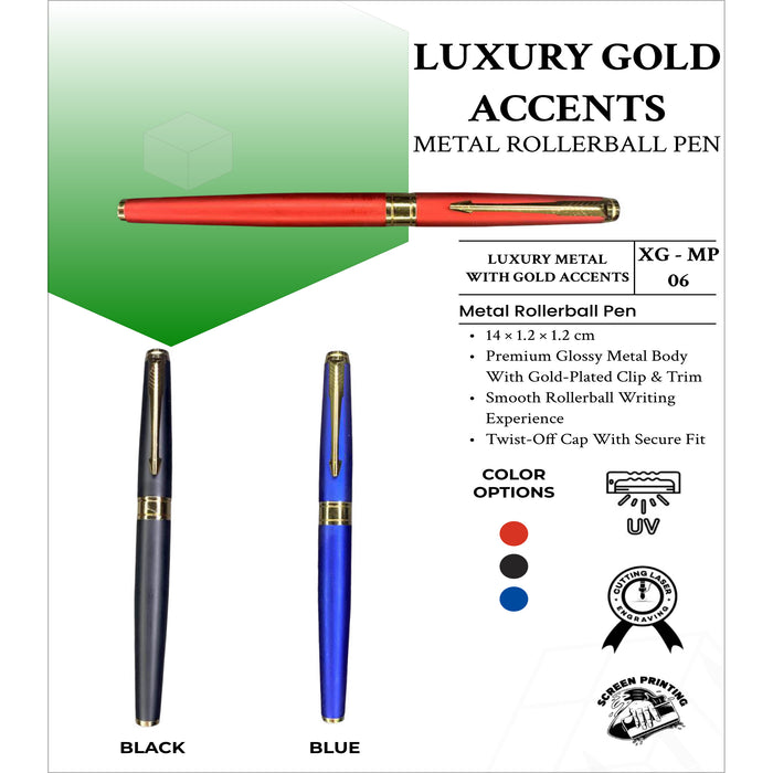 Luxury Gold Accents Metal Roller Ball Pen XG-MP06