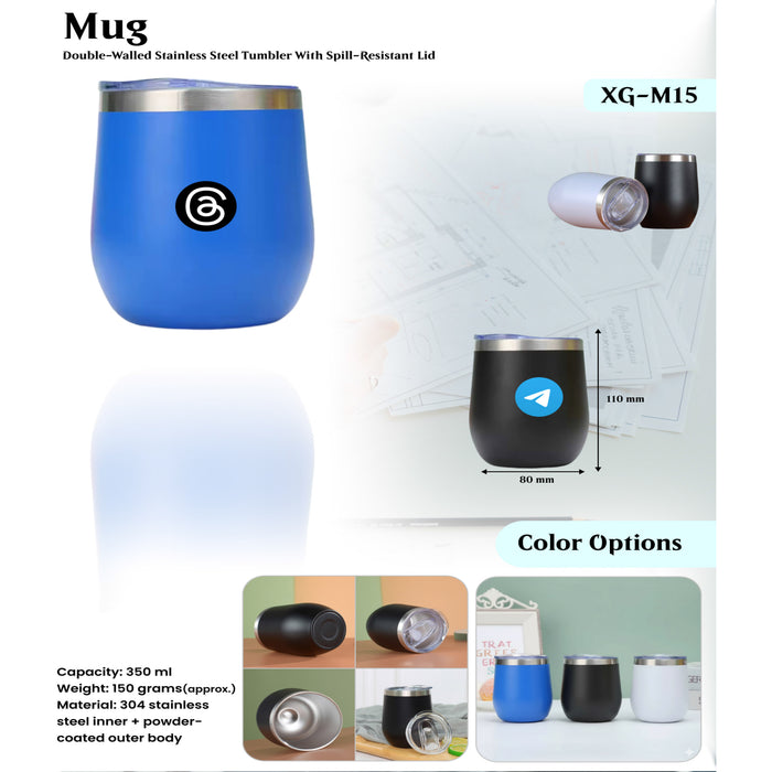 304 stainless steel Inner + Powder- coated outer Body Mug XG - M15