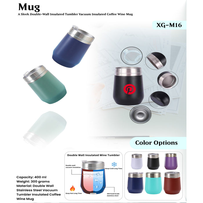Double Wall Stainless Steel Vacuum Tumbler Insulated Coffee Wine Mug XG - M16