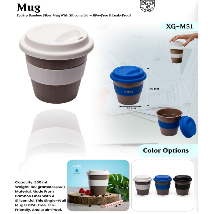 Bamboo Fiber Mug With Silicone Lid- BPA - Free & Leak -Proof XG- M51