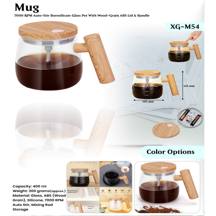 7000 RPM Auto- Stir Borosilicate Glass Pot With - Grain ABS Lid & Handle XG-M54