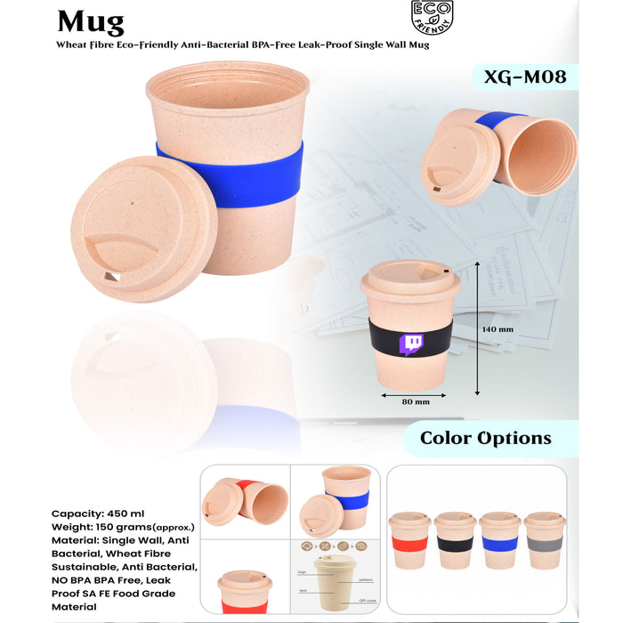 Single Wall, Anti Bacterial, Wheat Fibre Sustainable Mug XG - M08