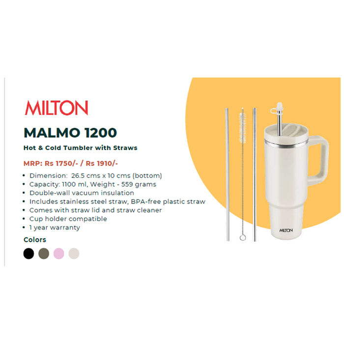 Milton- Malmo 1200 Hot & Cold Tumbler With Straws