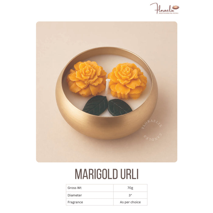 Floraelix - Marigold Urli Candle   JSFC077