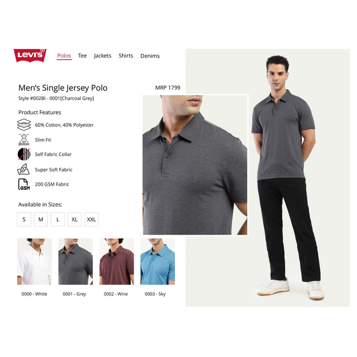 Levi's - Men's Single Jersey Polo Plain