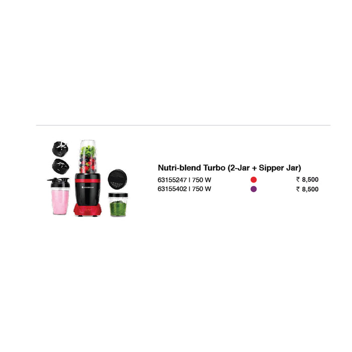 Wonder Chef - Nutri Blend Turbo (2 Jar+ Sipper Jar)