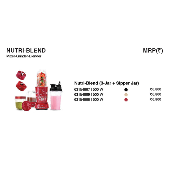 Wonder Chef - Nutri Blend (3 Jar + Sipper Jar)
