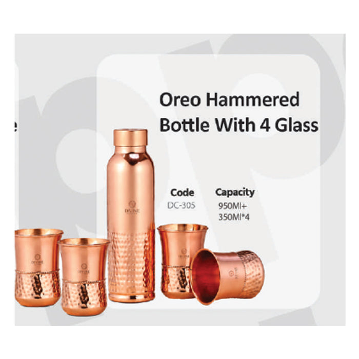 Oreo Hammered  Bottle With 4 Glass   DC-305