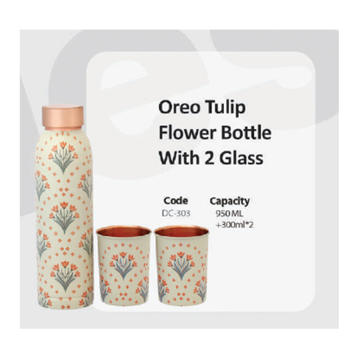 Oreo Tulip  Flower Bottle With 2 Glass   DC-303