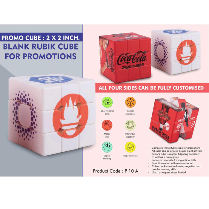 Promo cube: 3 x 3 inch Blank Rubik Cube for promotions  -  P 10a