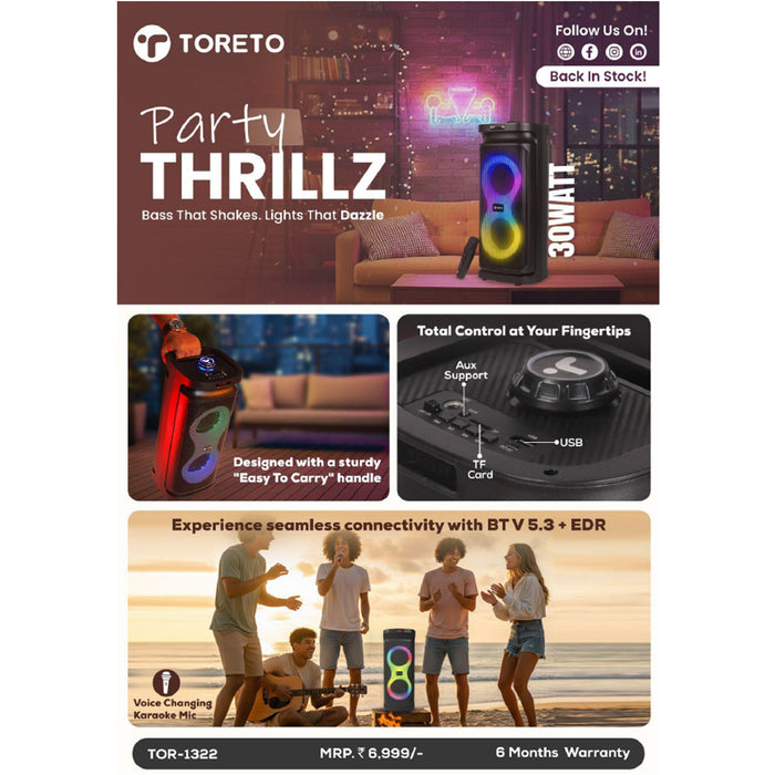 Toreto  Party Thrillz  Bluetooth Speaker