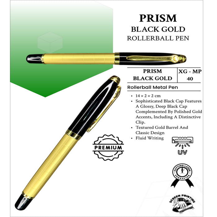 Prism Black Gold Roller Ball Pen XG - MP40
