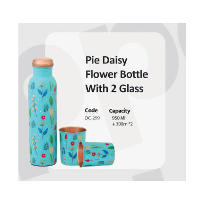 Pie Daisy FLower  Bottle With 2 Glass   DC-299