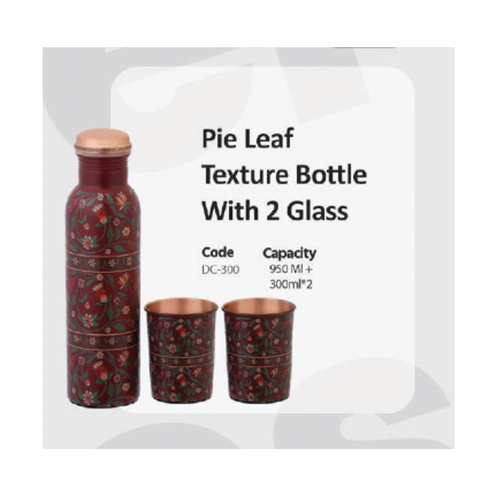 Pie Leaf Texture  Bottle With 2 Glass   DC-300