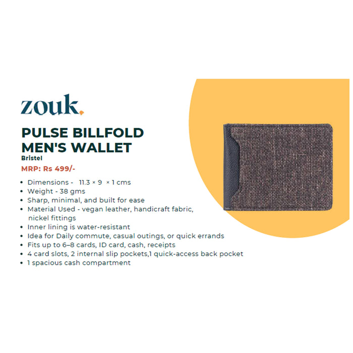 Zouk- Pulse Bill Fold Men's Wallet