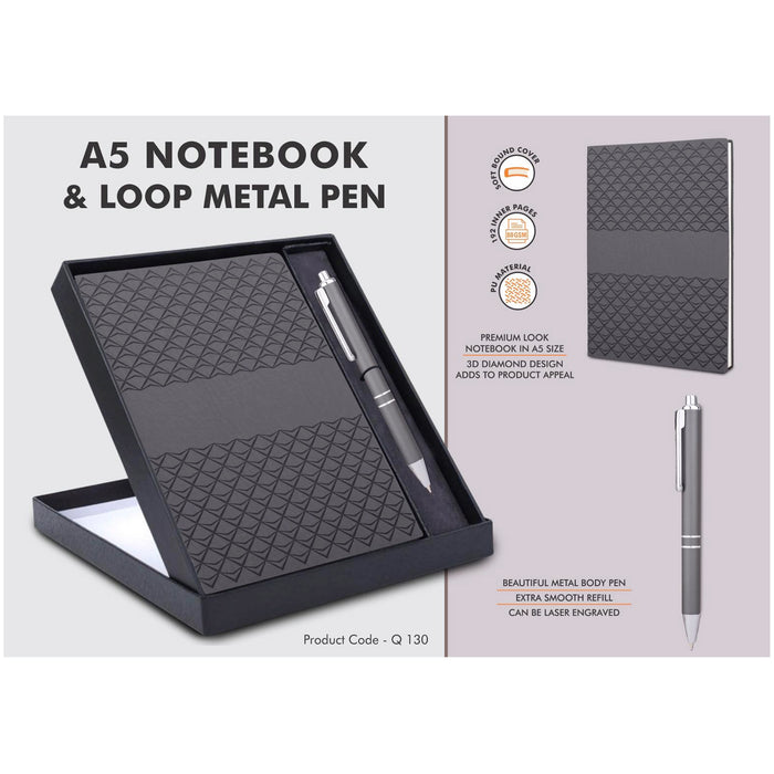 Power Plus- A5 Notebook & Loop Metal Pen Q 130