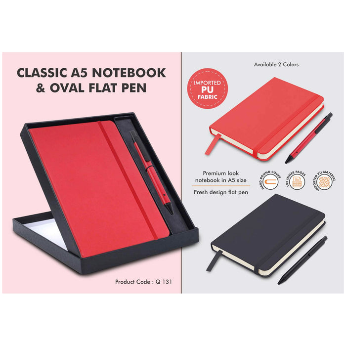 Power Plus- Classic A5 Notebook & Oval Flat Pen Q 131
