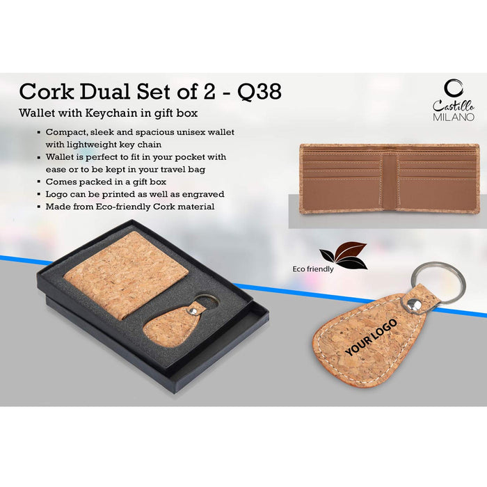 Cork Dual Set: Wallet with Keychain in gift box  -  Q 38