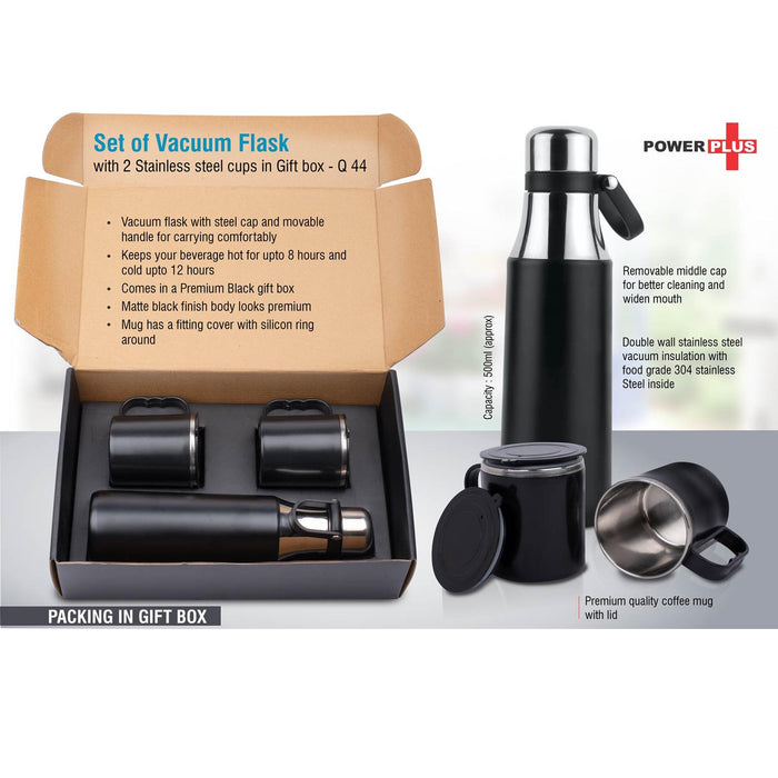 Set of Vacuum Flask with 2 Stainless steel cups in Gift box -  Q 44
