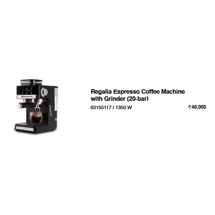 Wonder Chef - Regalia Espresso Coffee Machine With Grinder (20 Bar)