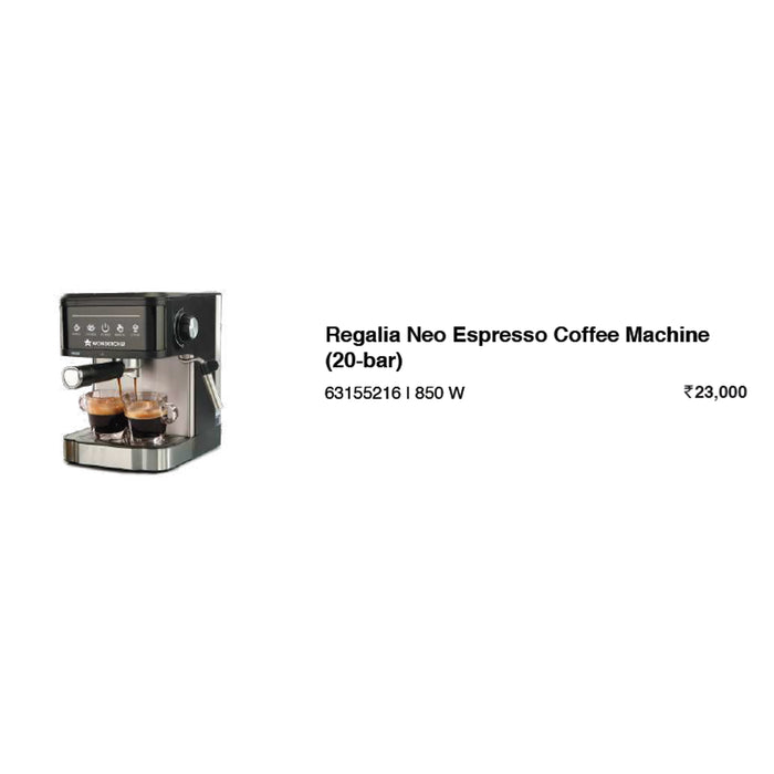 Wonder Chef - Regalia Neo Espresso Coffee Machine (20 bar)