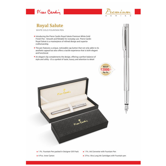 Pierre Cardin- Royal Salute White Gold Fountain Pen